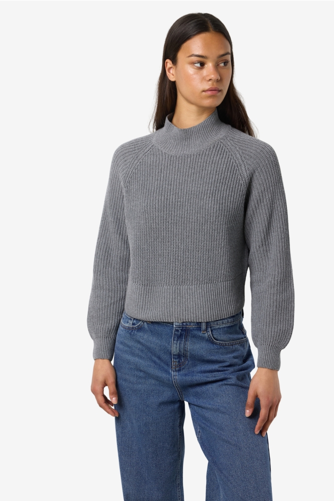 NMDARA L/S HIGH NECK KNIT FWD NOOS 27034807 MEDIUM GREY MELANGE